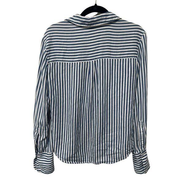 PAIGE Elora Striped Long Sleeve Collared Button Down Shirt Blue White Size XS - Picture 4 of 11